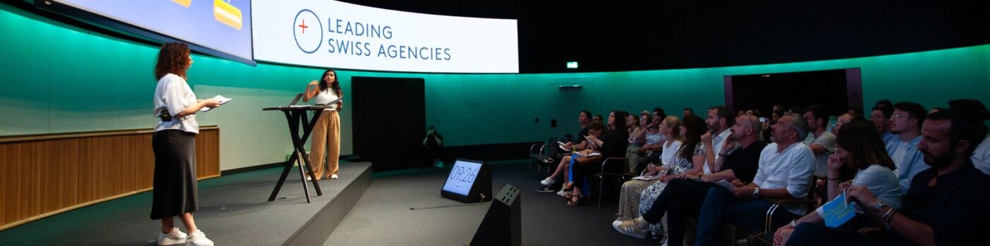 Valeriia speaking at the Leading Swiss Agencies Junior Agency Award in Zurich